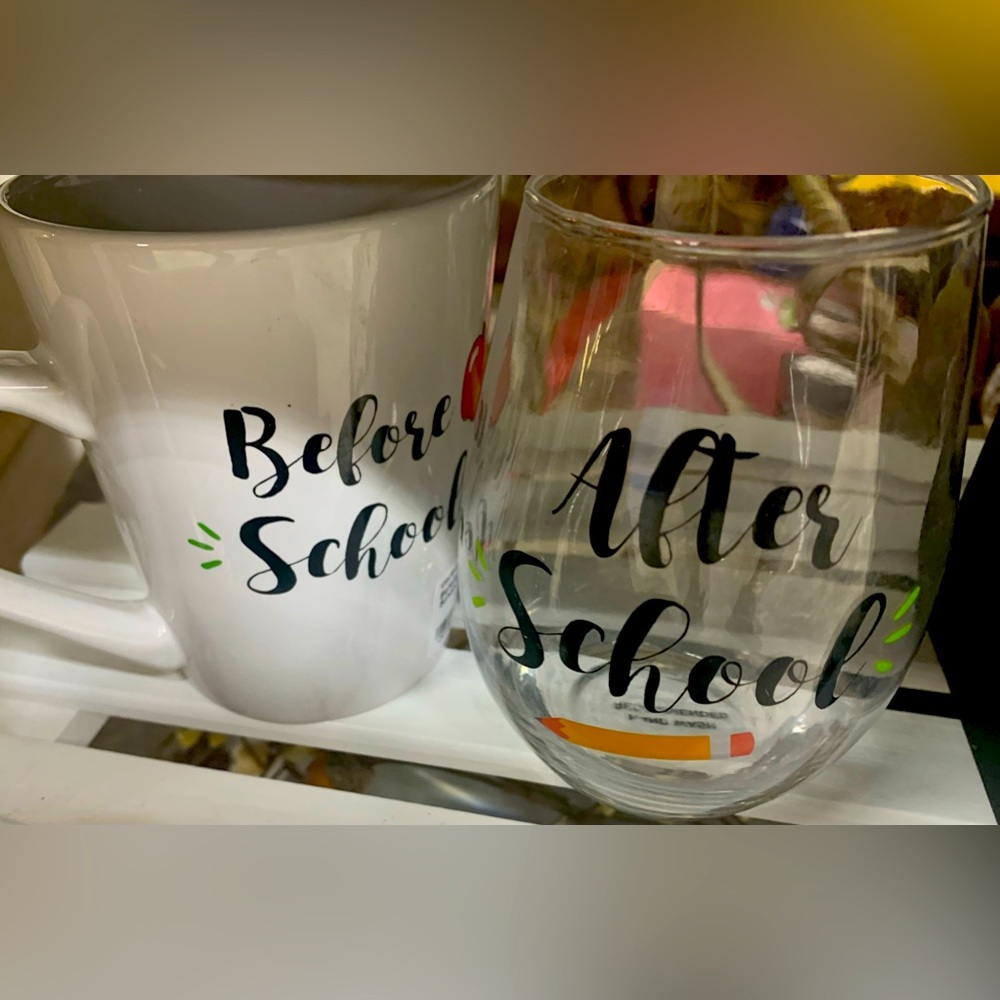 Teacher Coffee Cup and Wine Glass/Pair